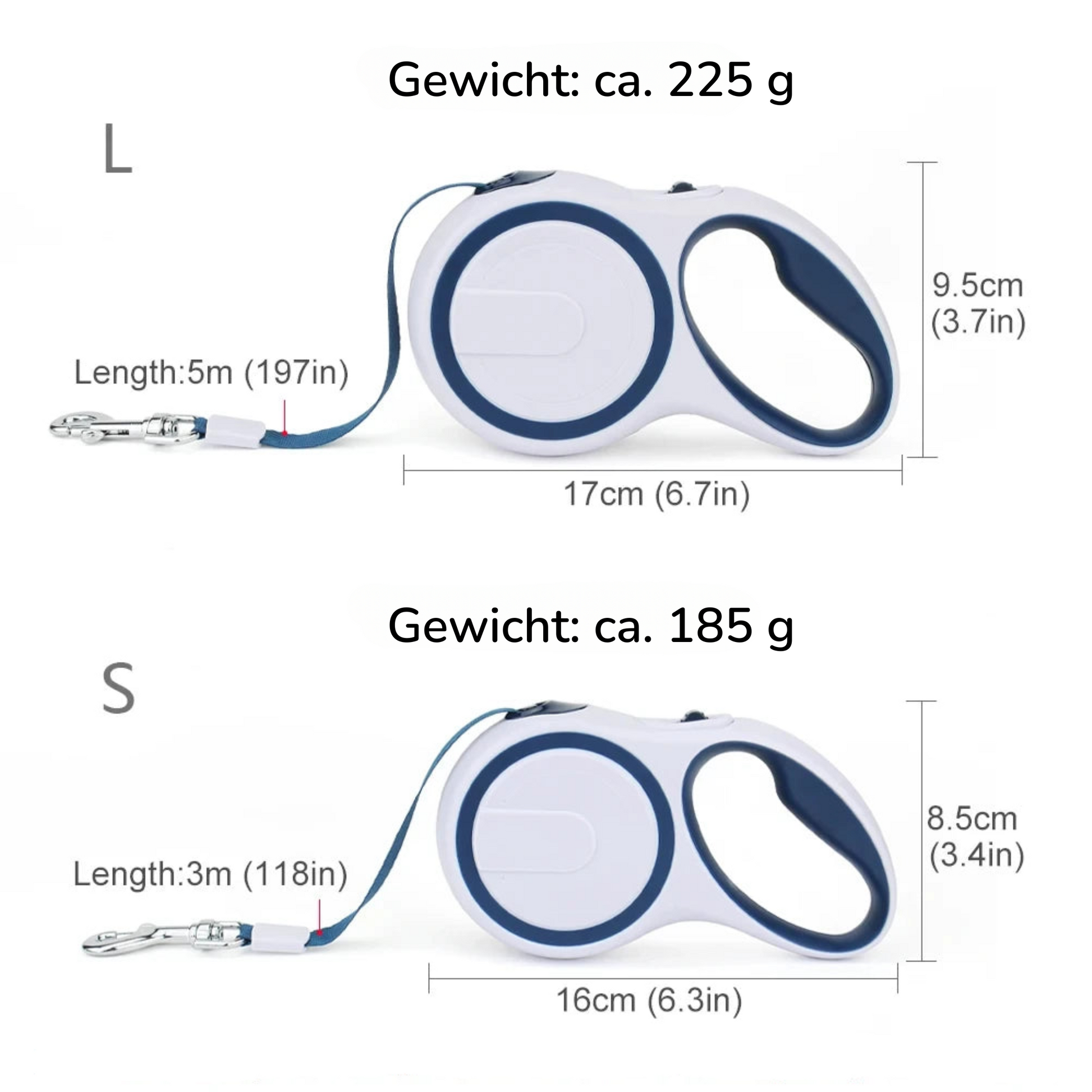 3m / 5m Roll-Leine in modischen Farben