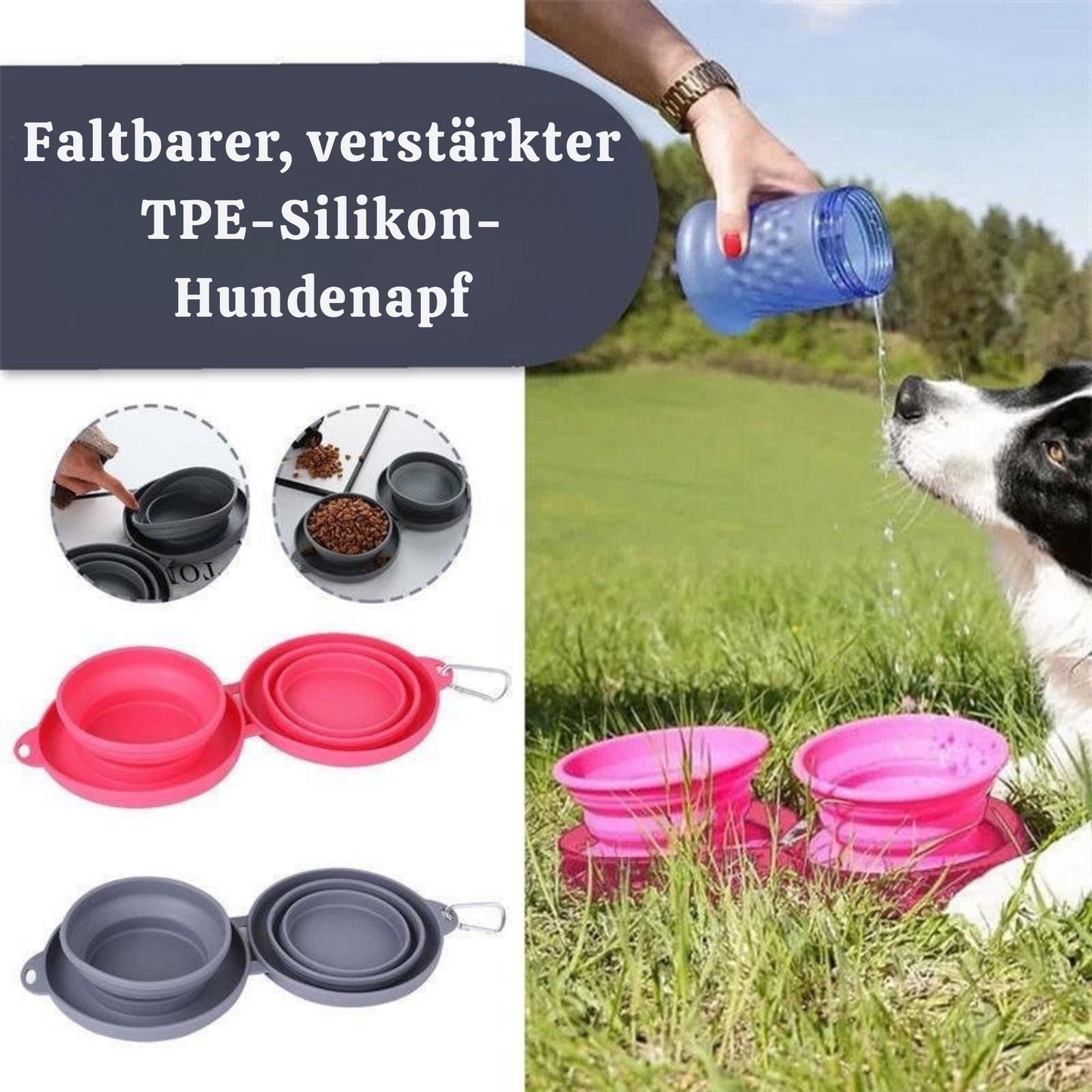 Doppel-Reisenapf, faltbar und klappbar