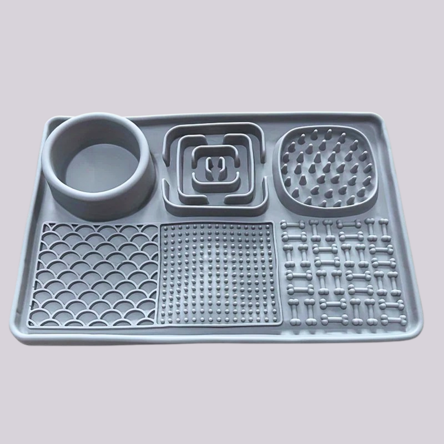 6-in-1 Silikon Slow Feeder-Napf / Multistrukturierte Hunde-Leckmatte mit 6 Fächern