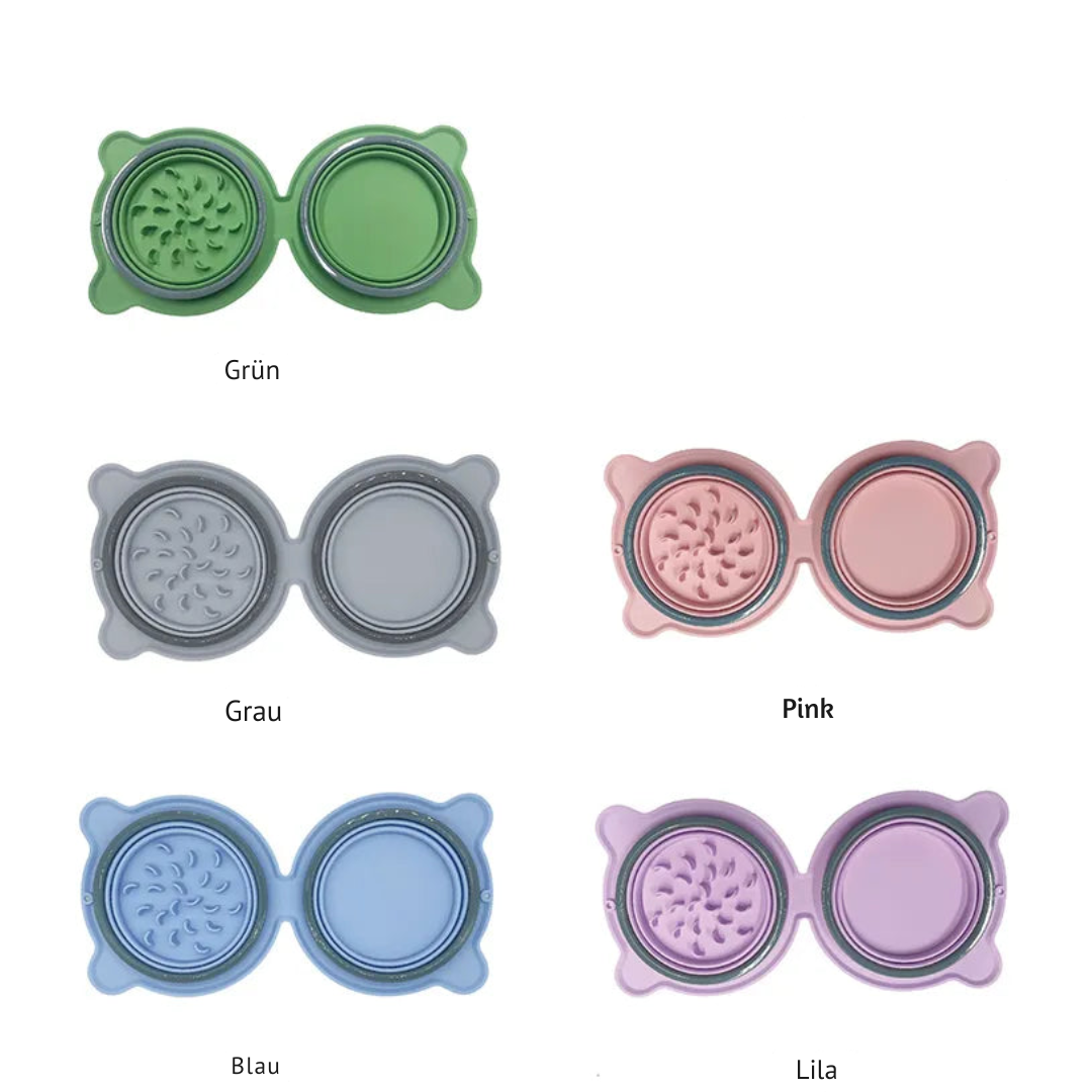 Faltbarer Doppeltes Silikon-Reisenapf „Slow Feeder“