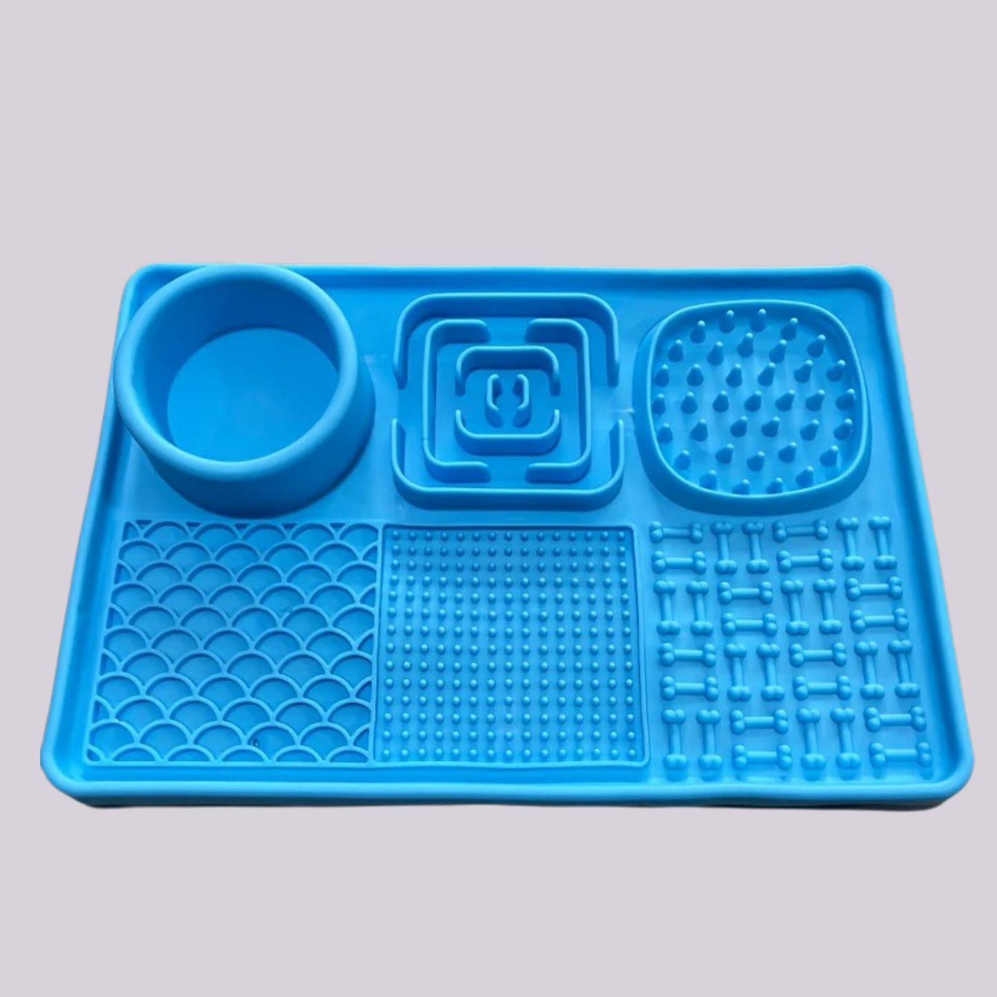 6-in-1 Silikon Slow Feeder-Napf / Multistrukturierte Hunde-Leckmatte mit 6 Fächern