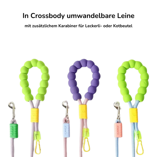 Hundeleine mit Schaumstoffgriff, Crossbody Tragbar (handsfree), neon/pastell Farben,