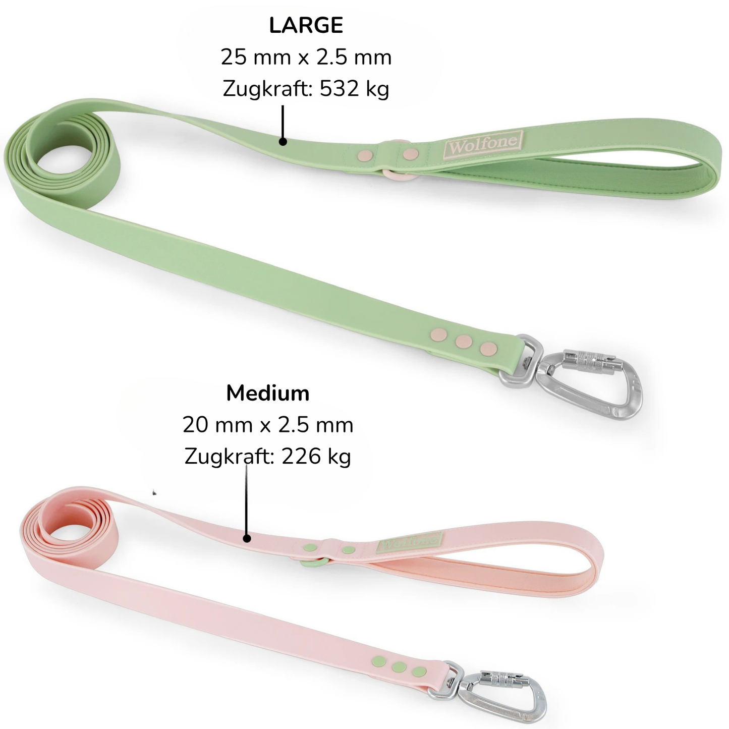 "Wolfone" Wasserfeste PVC-Hundeleine mit großer Handschlaufe