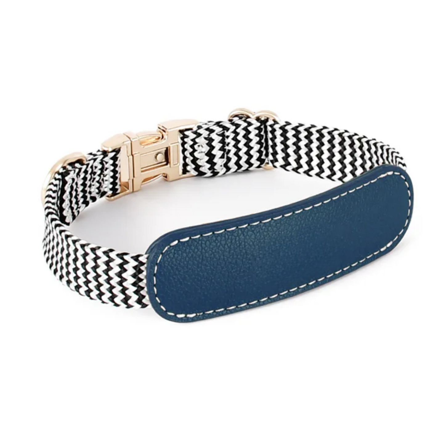 Gestreiftes Nylon-Leder Kombi-Set "ZicZac" - Leine, Halsband, Geschirr