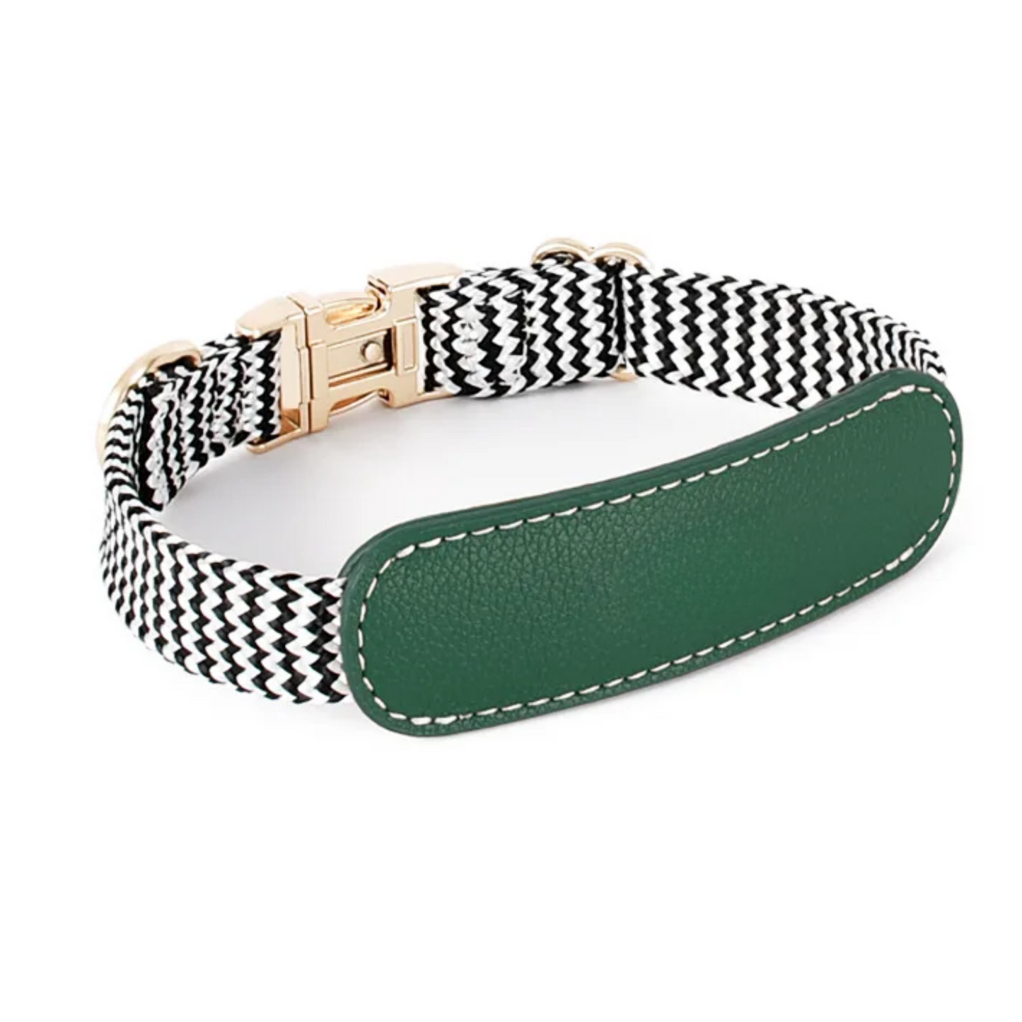 Gestreiftes Nylon-Leder Kombi-Set "ZicZac" - Leine, Halsband, Geschirr