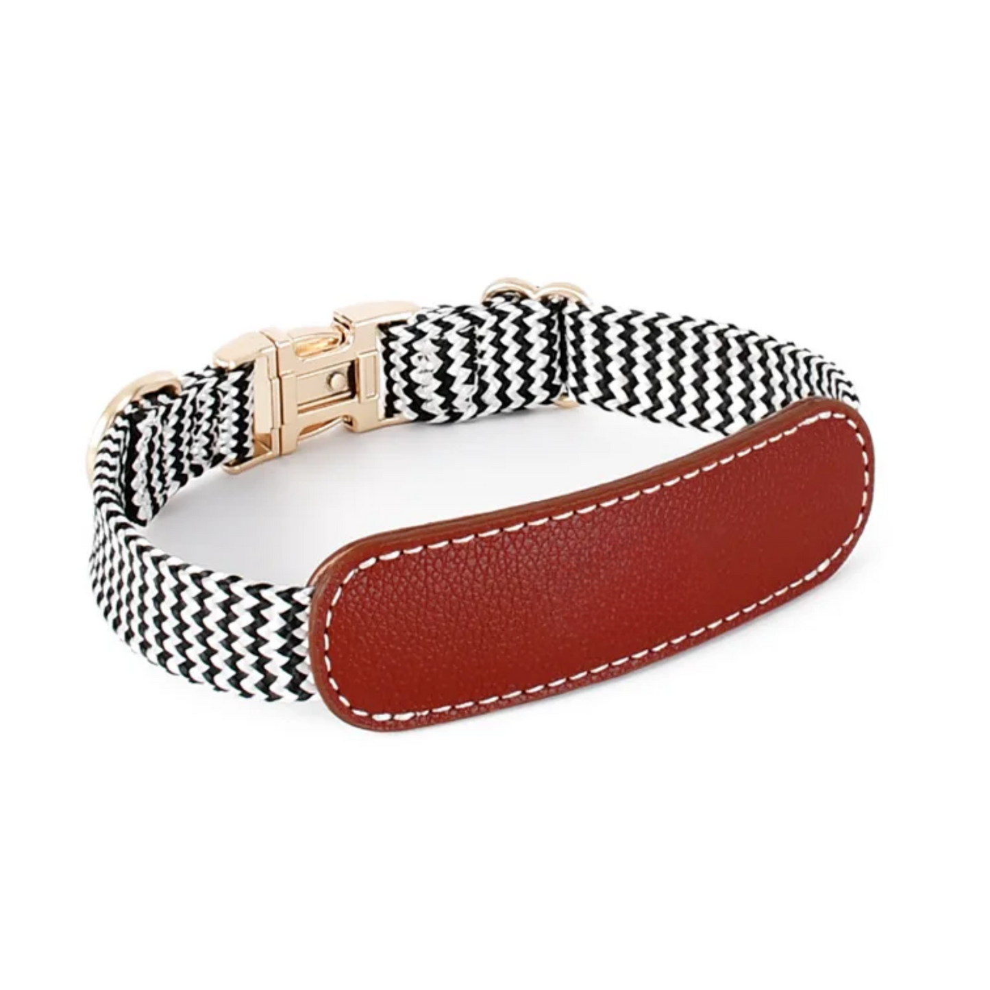 Gestreiftes Nylon-Leder Kombi-Set "ZicZac" - Leine, Halsband, Geschirr