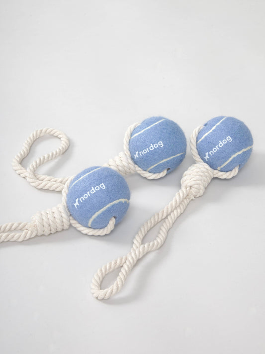 Nordog - Tennisball mit Seil Blau