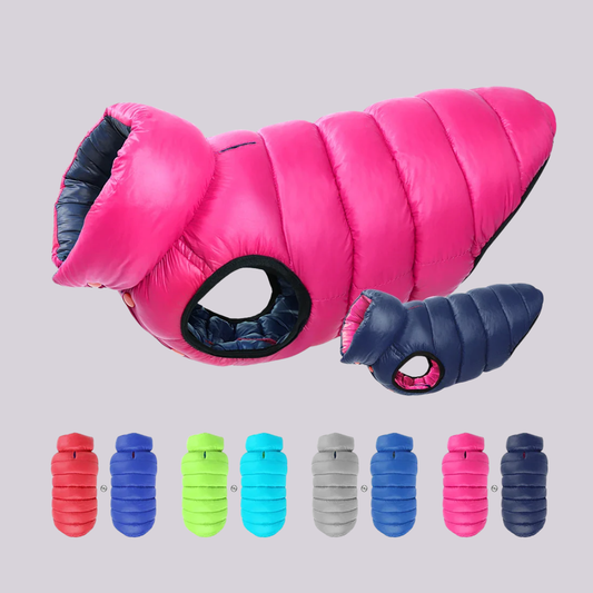 Gefütterte Winter-Hundejacke mit Polyesterfasern (Vegan), wendbar, Wasserabweisend