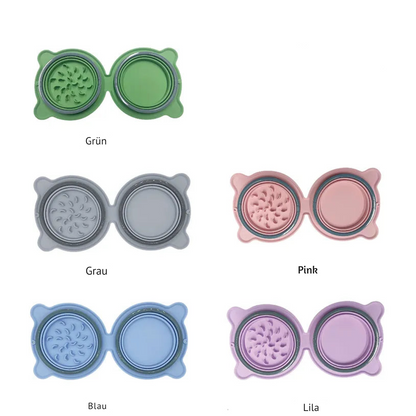 Faltbarer Doppeltes Silikon-Reisenapf „Slow Feeder“