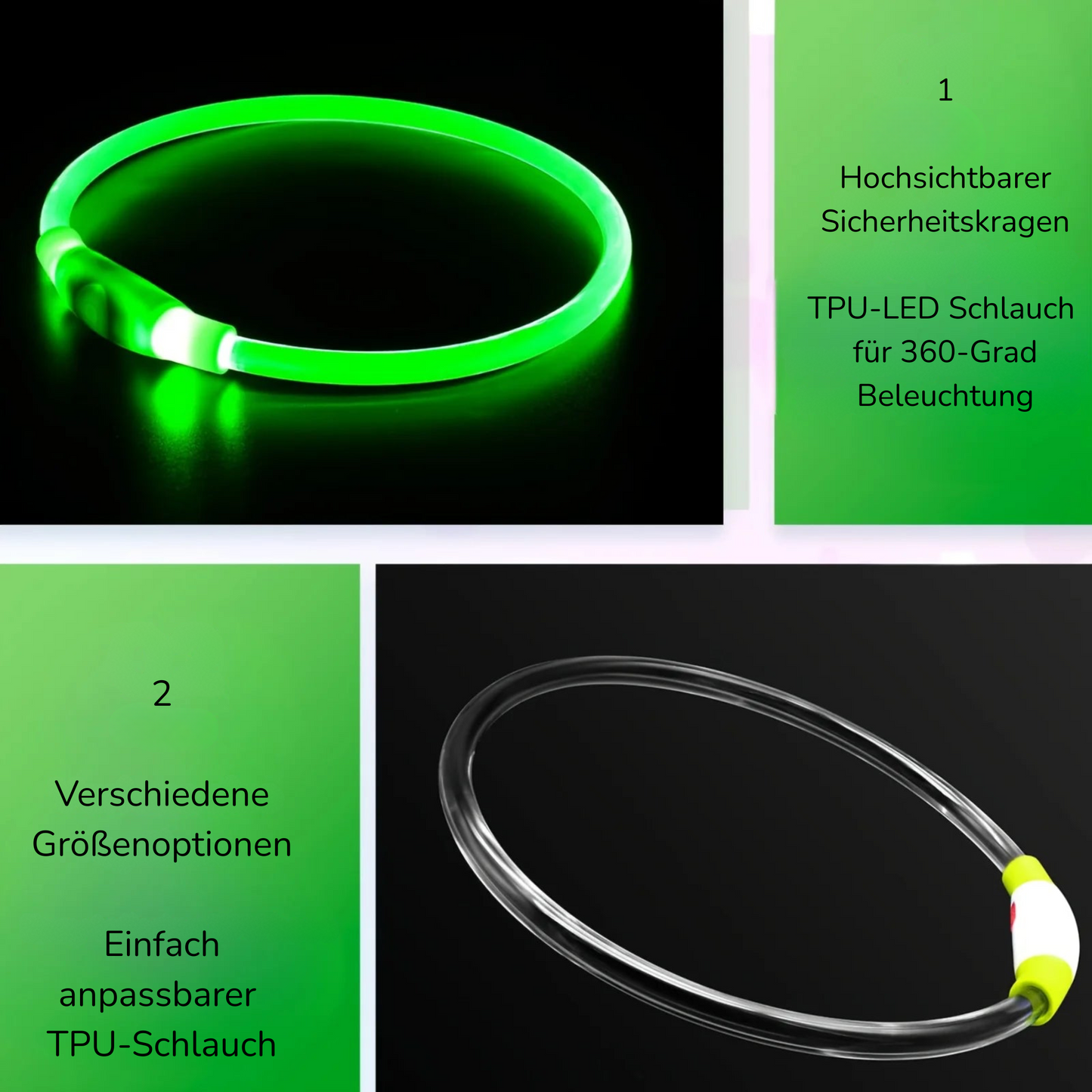 LED-Leuchthalsband für Hunde, USB-Aufladung