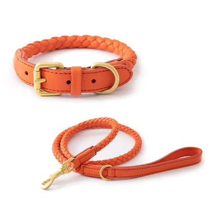 Leder Hundehalsband und Leine Set "Braided'N'Style"