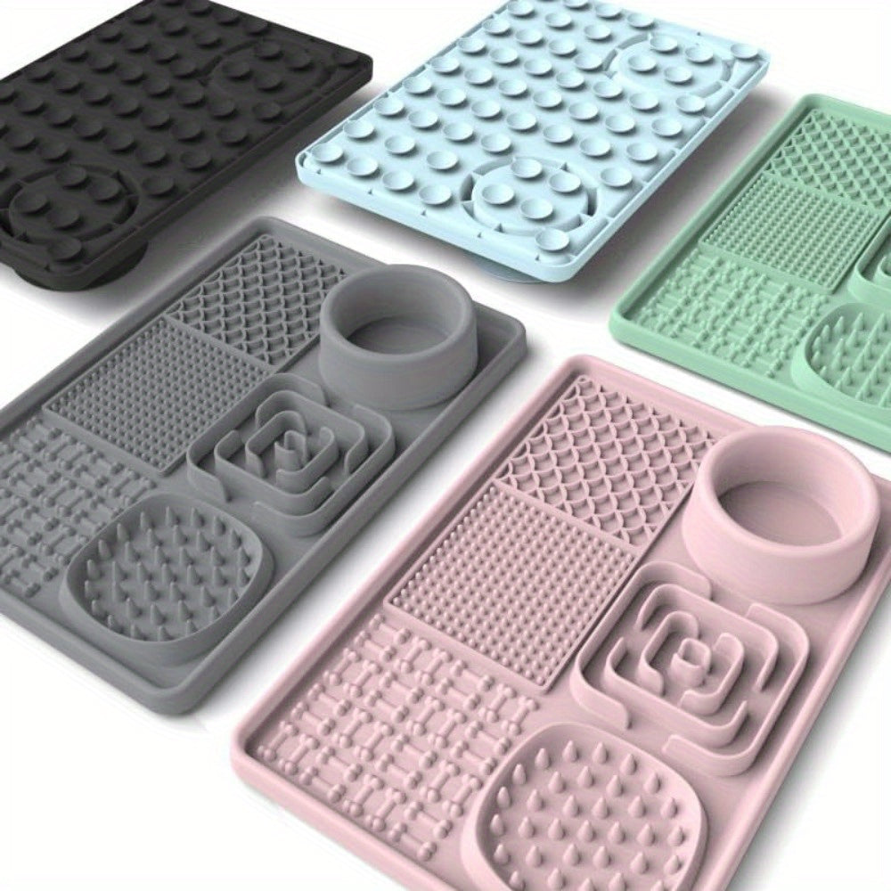 6-in-1 Silikon Slow Feeder-Napf / Multistrukturierte Hunde-Leckmatte mit 6 Fächern