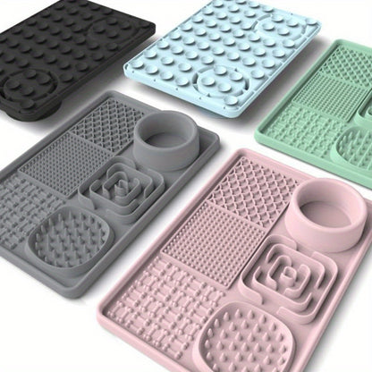 6-in-1 Silikon Slow Feeder-Napf / Multistrukturierte Hunde-Leckmatte mit 6 Fächern