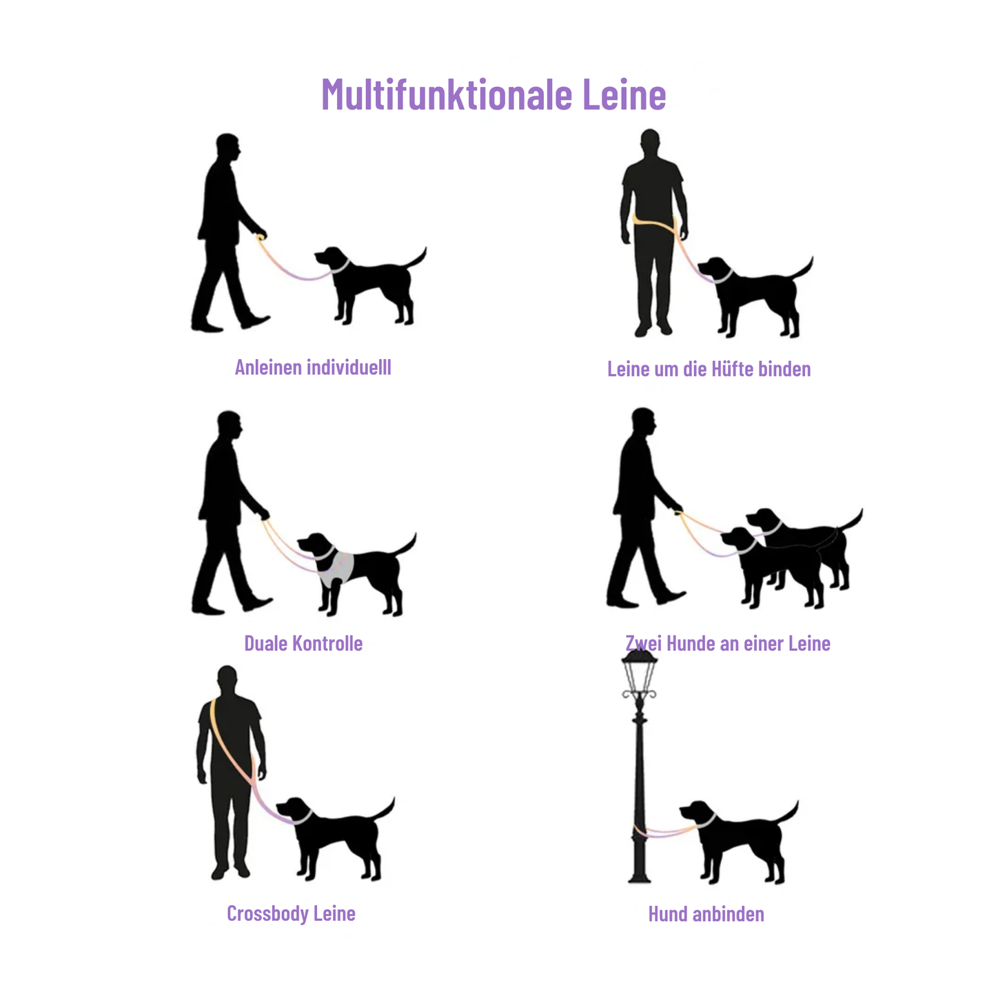 Doppelseitige Crossbody Hundeleine "Swirl"