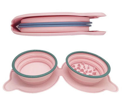 Faltbarer Doppeltes Silikon-Reisenapf „Slow Feeder“