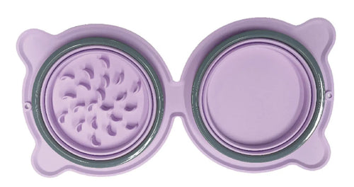 Faltbarer Doppeltes Silikon-Reisenapf „Slow Feeder“