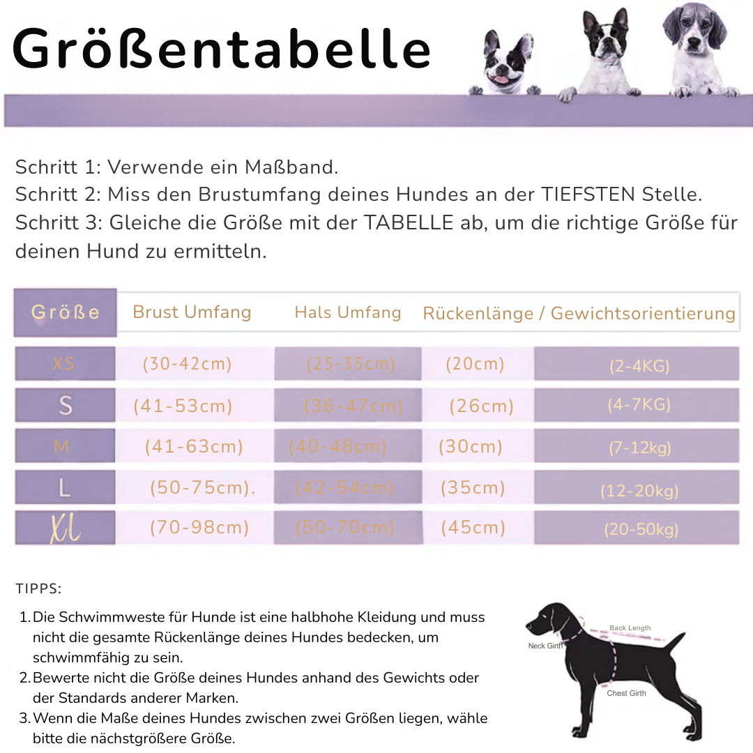 Reflektierende Hunde Schwimmweste, Verschiedene Farben