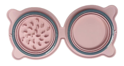 Faltbarer Doppeltes Silikon-Reisenapf „Slow Feeder“